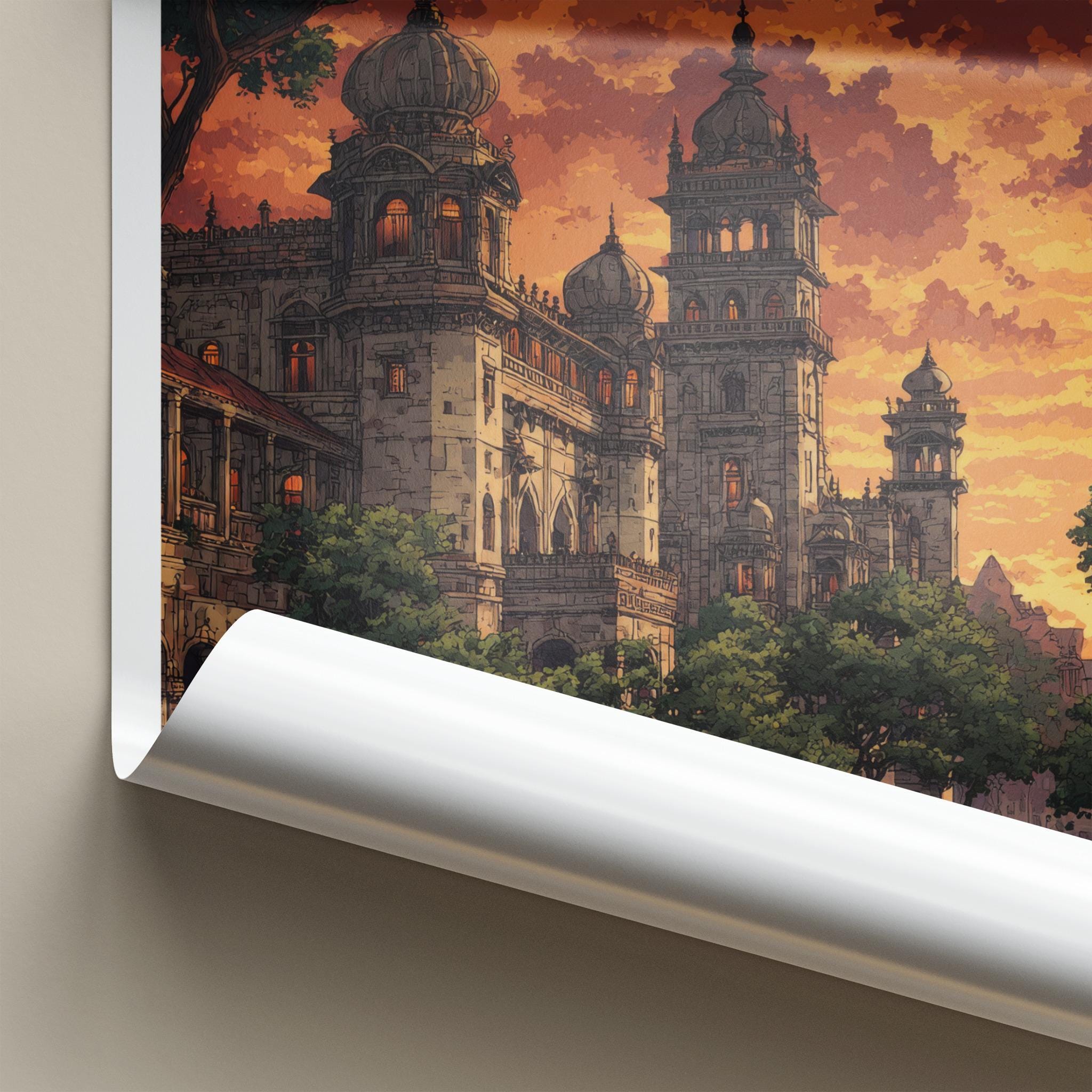 Vadodara Poster - India Travel Art - Gujarat Ornate Palace Home Decor