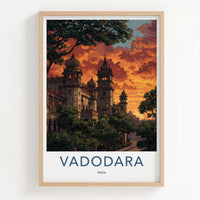 Vadodara Poster - India Travel Art - Gujarat Ornate Palace Home Decor