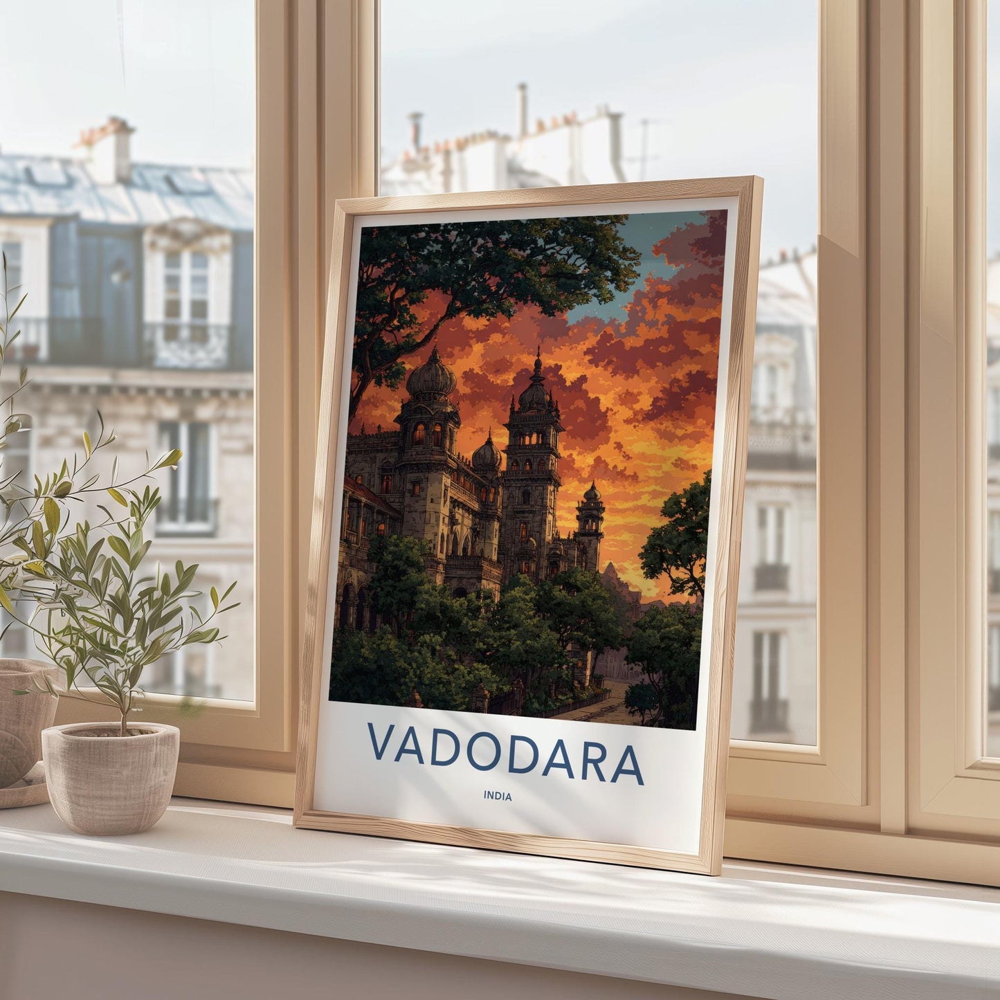 Vadodara Poster - India Travel Art - Gujarat Ornate Palace Home Decor