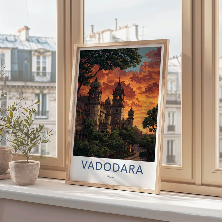 Vadodara Poster - India Travel Art - Gujarat Ornate Palace Home Decor