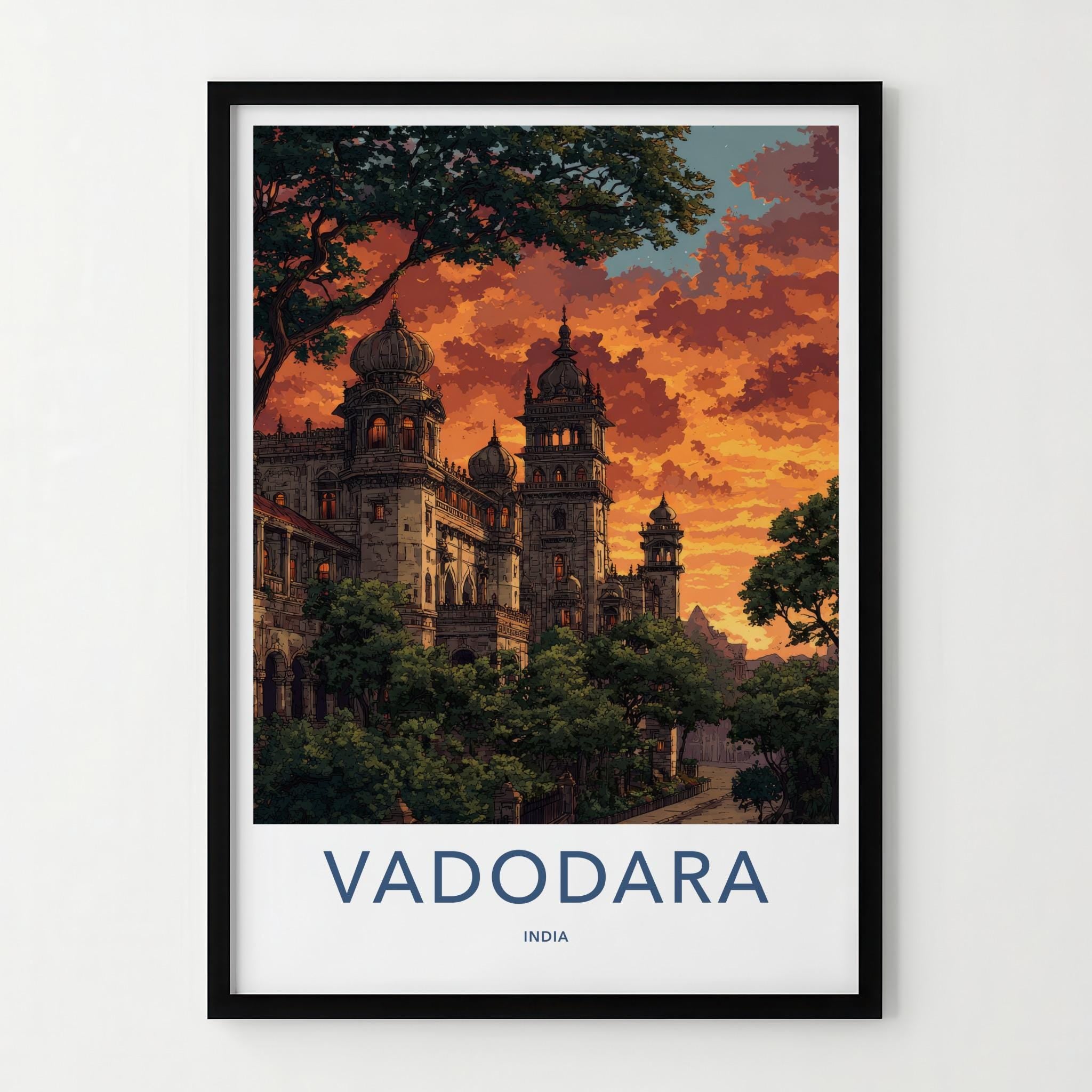 Vadodara Poster - India Travel Art - Gujarat Ornate Palace Home Decor
