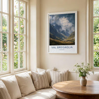 Val Bregaglia Poster - Switzerland Travel Art - Misty Alpine Valley Home Decor