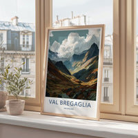 Val Bregaglia Poster - Switzerland Travel Art - Vibrant Valley Slopes Home Decor