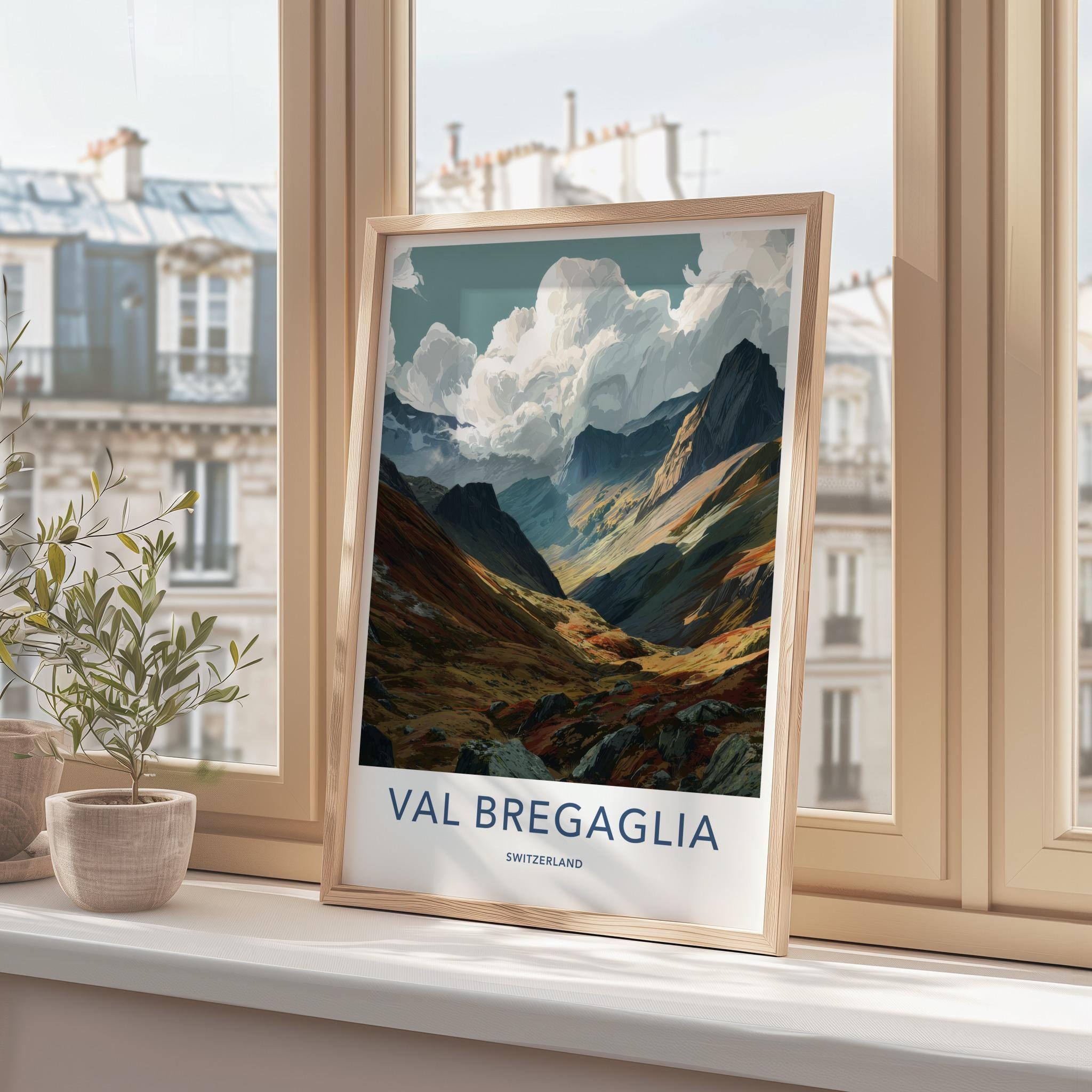 Val Bregaglia Poster - Switzerland Travel Art - Vibrant Valley Slopes Home Decor