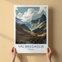 Val Bregaglia Poster - Switzerland Travel Art - Vibrant Valley Slopes Home Decor