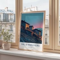 Val D'Anniviers Poster - Switzerland Travel Art - Alpine Stone Houses Home Decor
