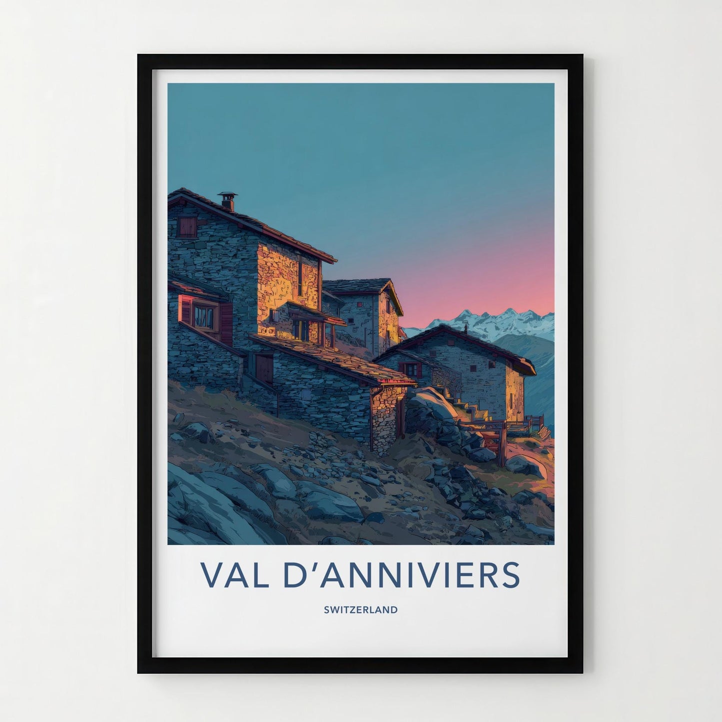 Val D'Anniviers Poster - Switzerland Travel Art - Alpine Stone Houses Home Decor