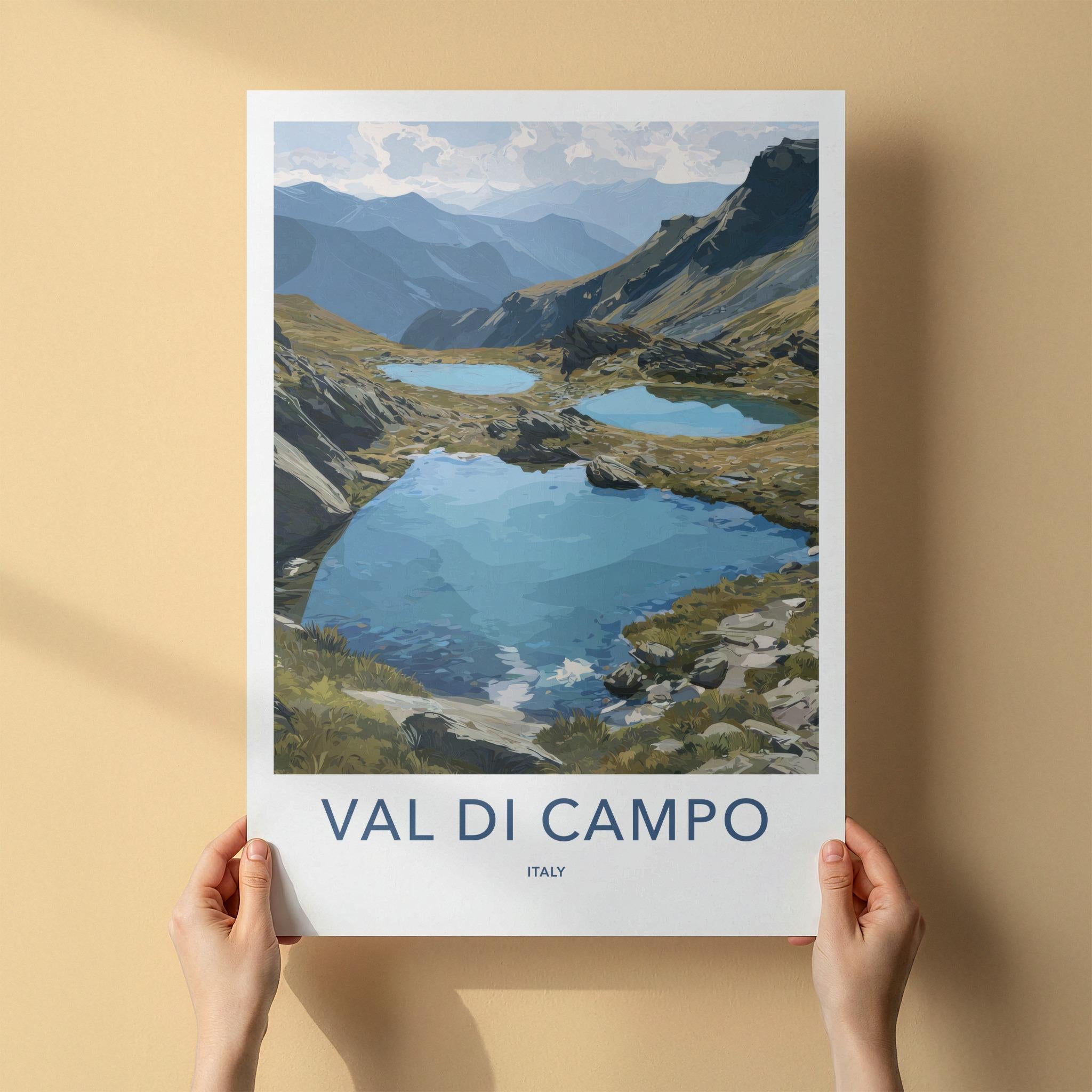 Val Di Campo Poster - Italy Travel Art - Serene Mountain Lakes Home Decor