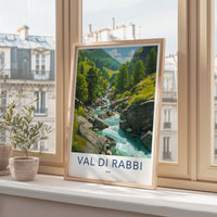 Val Di Rabbi Poster - Italy Travel Art - Alpine Stream Flowing Home Decor