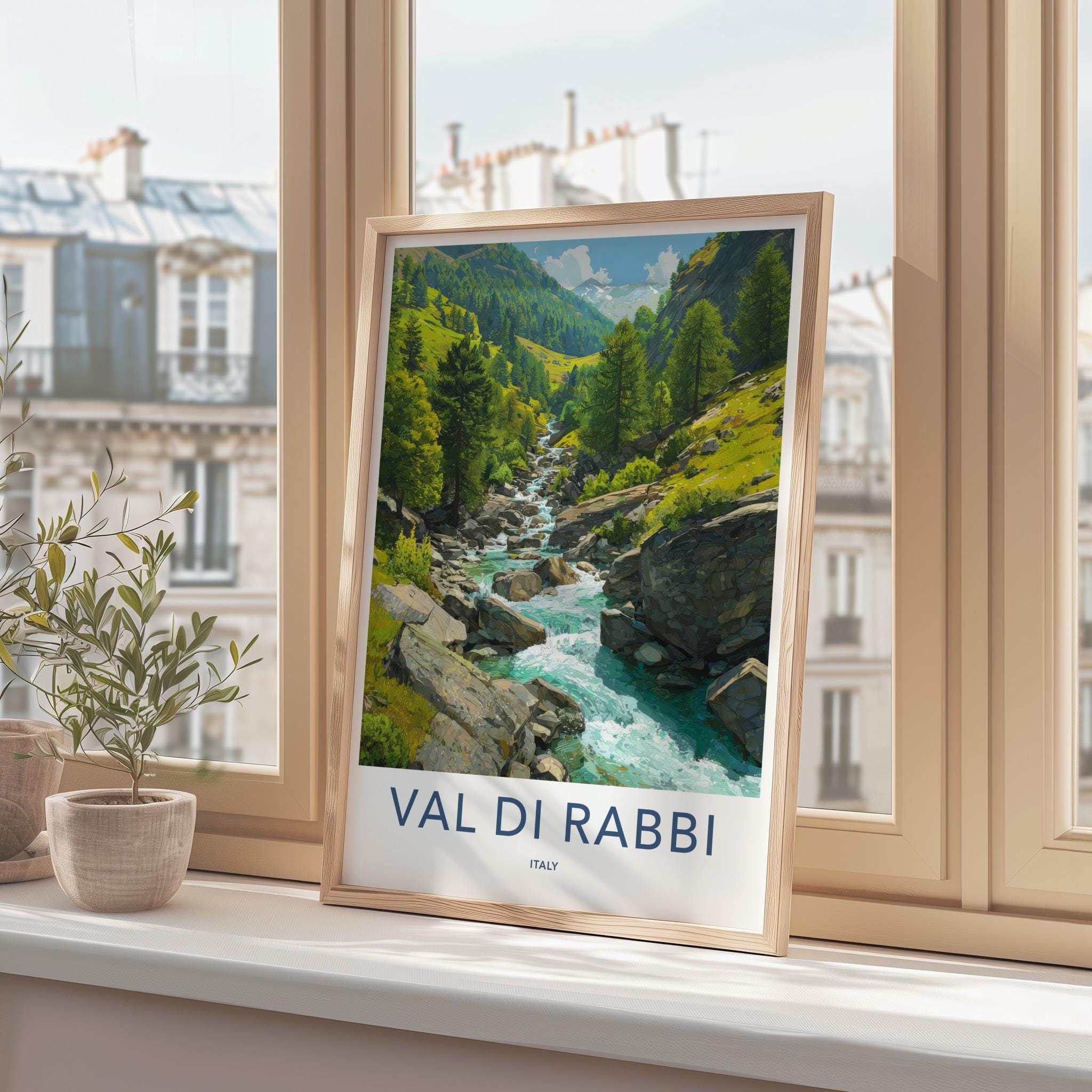 Val Di Rabbi Poster - Italy Travel Art - Alpine Stream Flowing Home Decor