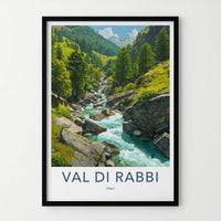 Val Di Rabbi Poster - Italy Travel Art - Alpine Stream Flowing Home Decor