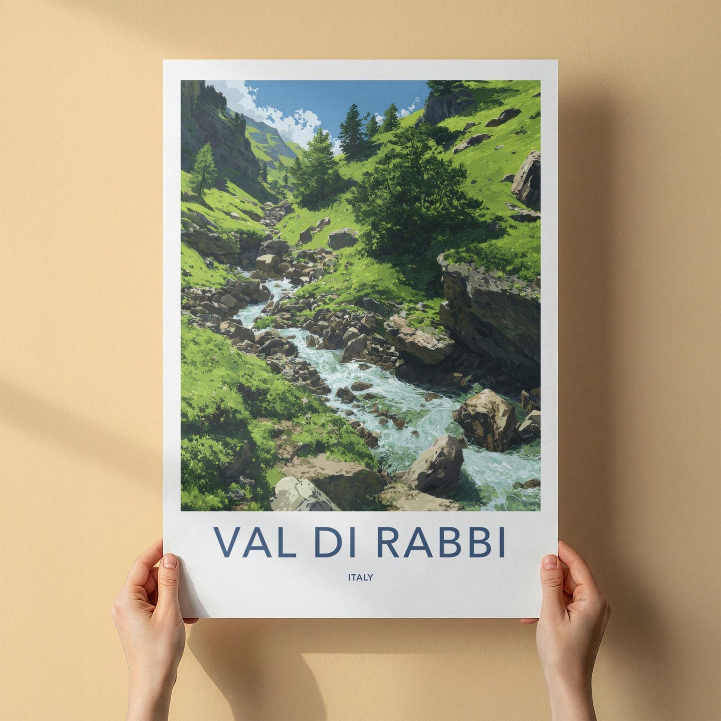 Val Di Rabbi Poster - Italy Travel Art - Lush Mountain Stream Home Decor