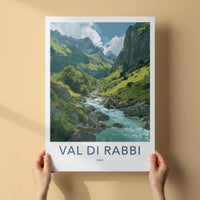 Val Di Rabbi Poster - Italy Travel Art - Mountain Valley River Home Decor