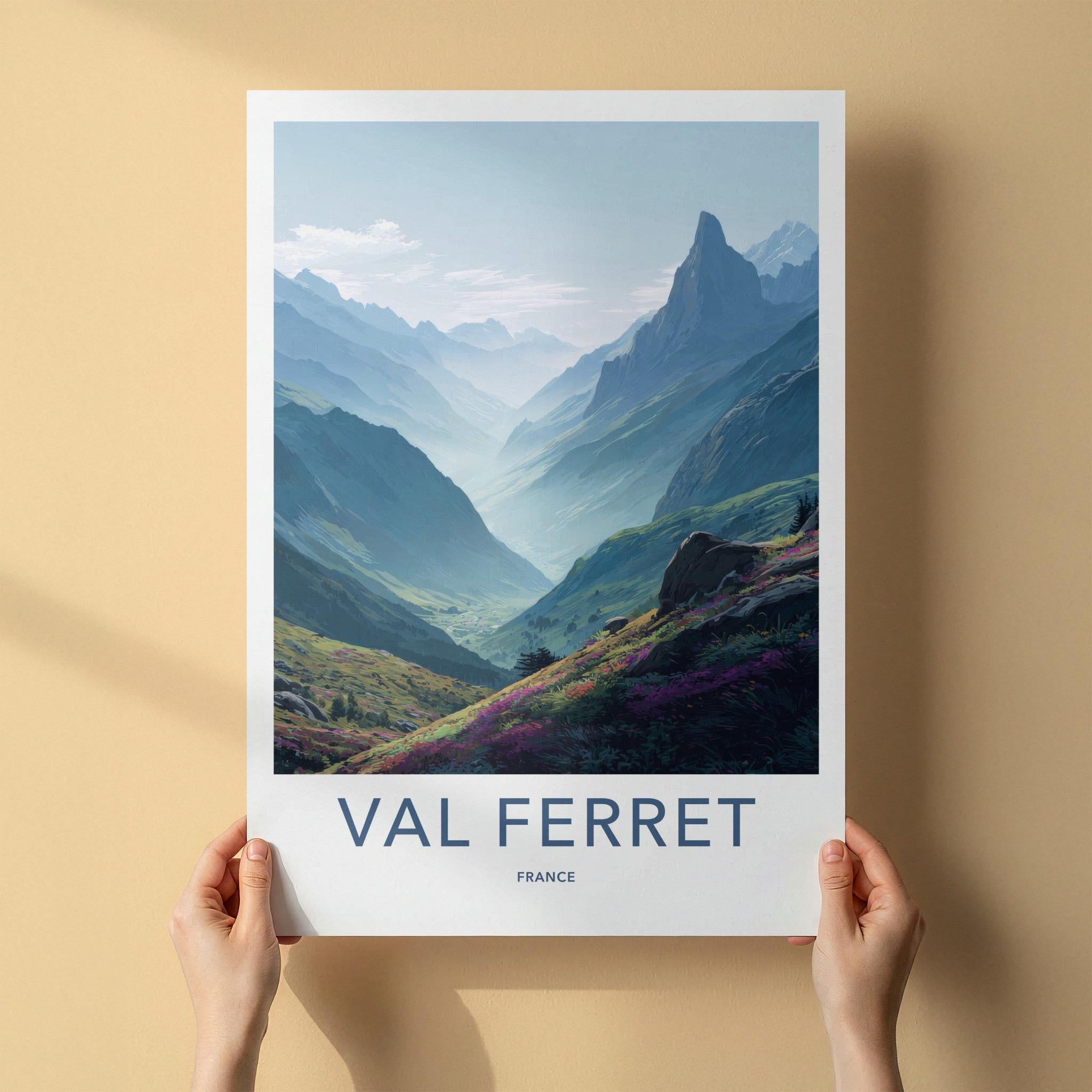 Val Ferret Poster - France Travel Art - Colorful Floral Valley Home Decor