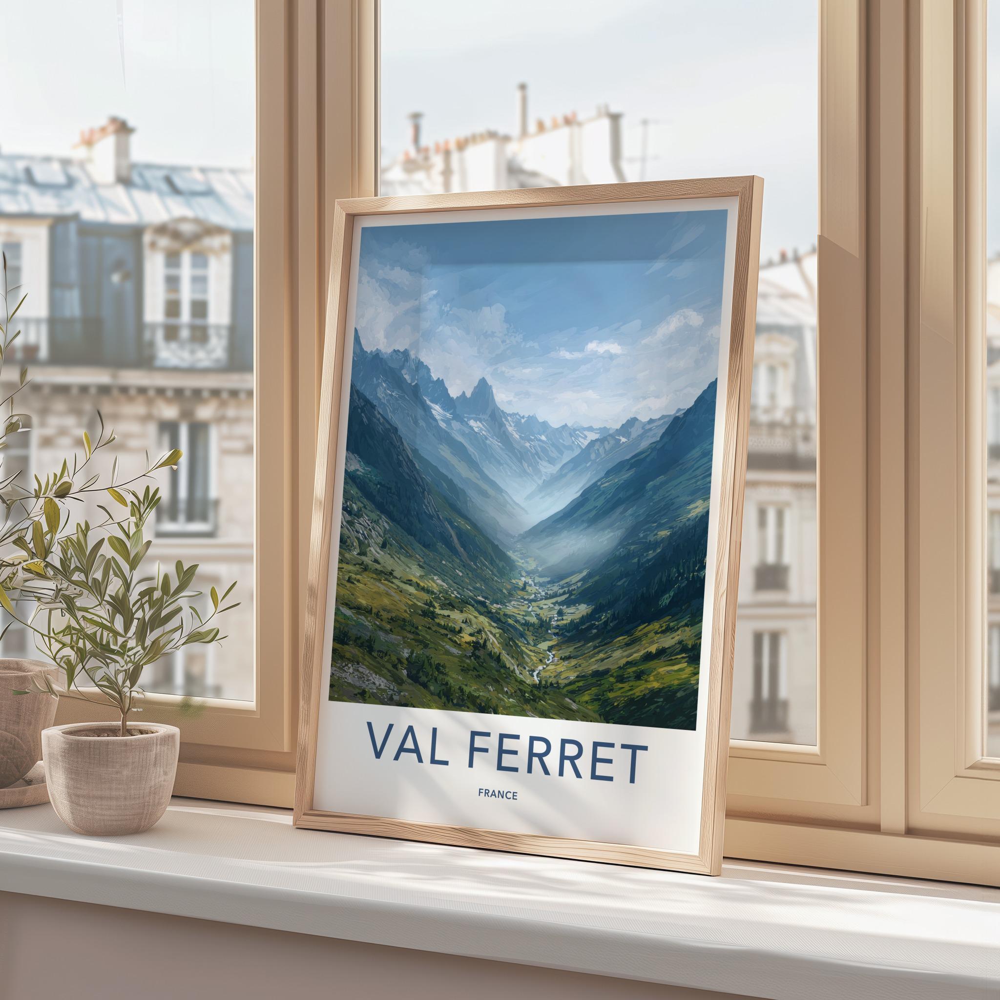 Val Ferret Poster - France Travel Art - Green Mountain Valley Wall Decor