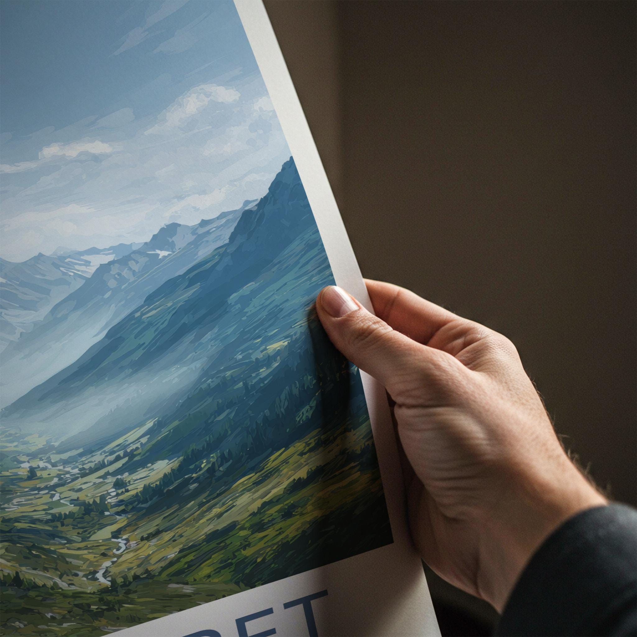 Val Ferret Poster - France Travel Art - Green Mountain Valley Wall Decor