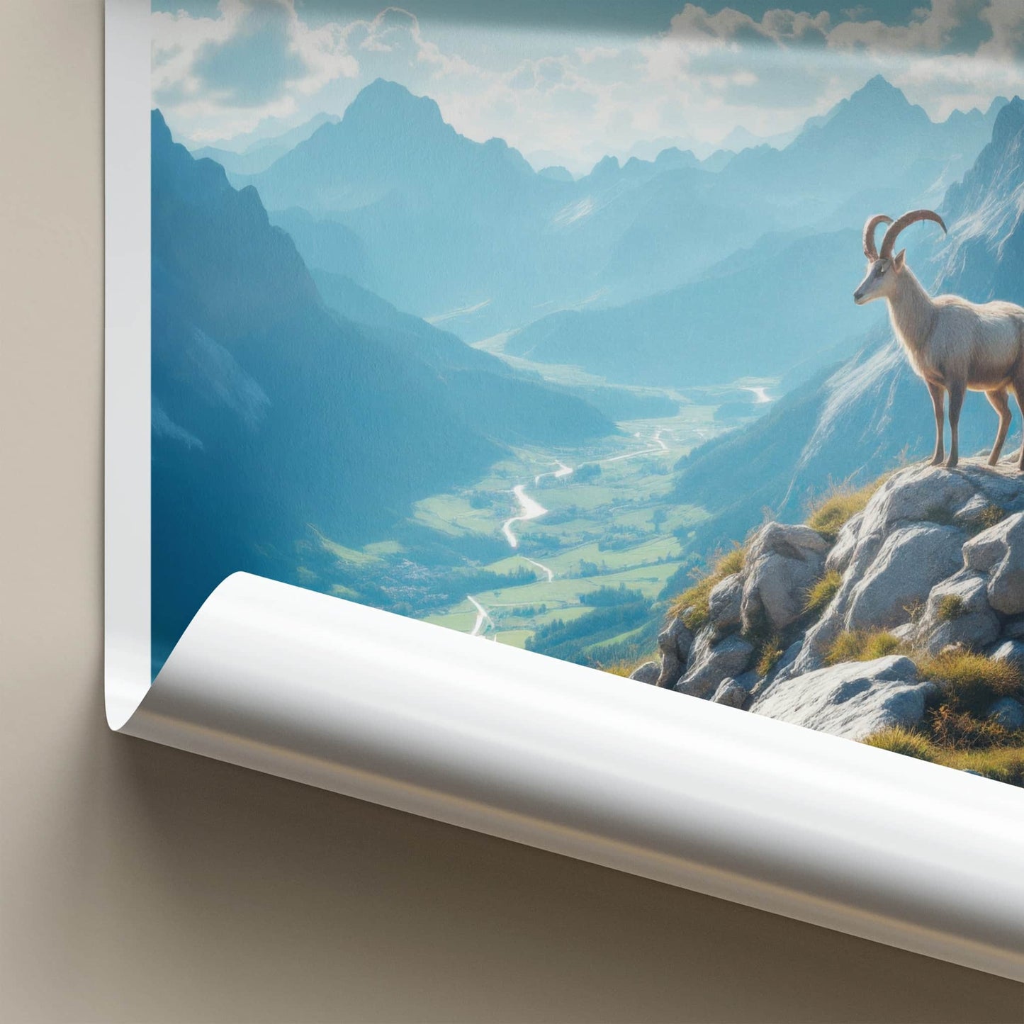 Valais Poster - Switzerland Travel Art - Ibex Mountain Valley Home Decor