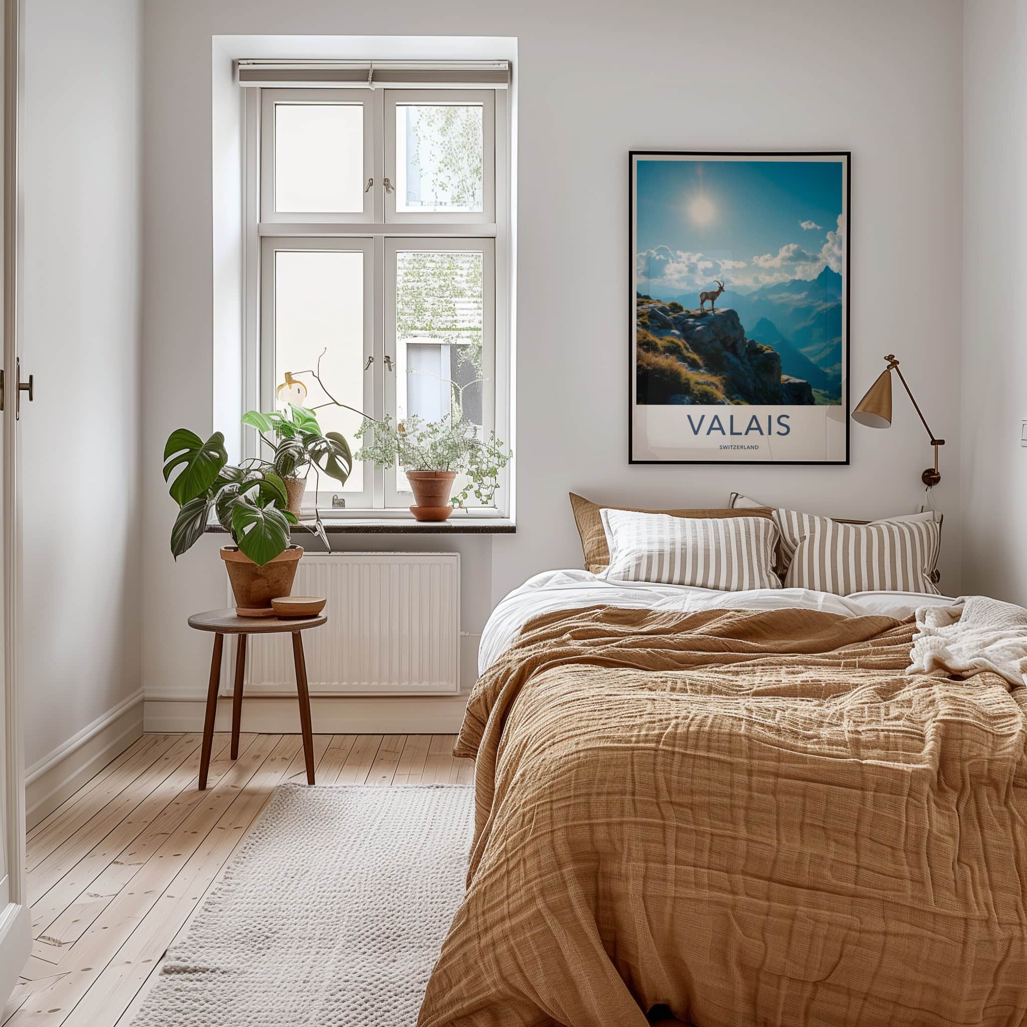 Valais Poster - Switzerland Travel Art - Ibex Mountain Vista Home Decor