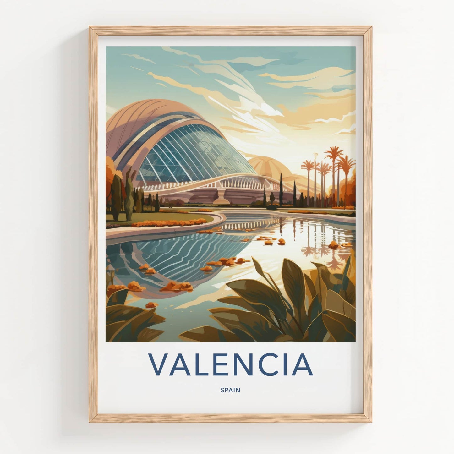 Valencia Poster - Spain Travel Art - Modern Architecture Reflections Home Decor