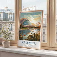 Valencia Poster - Spain Travel Art - Modern Architecture Reflections Home Decor
