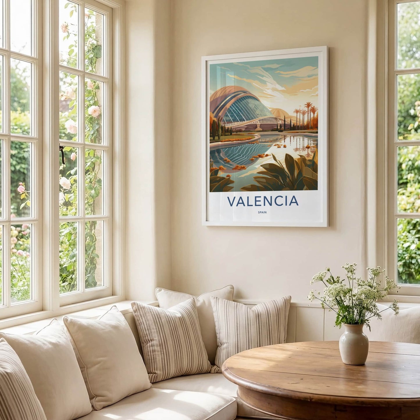 Valencia Poster - Spain Travel Art - Modern Architecture Reflections Home Decor