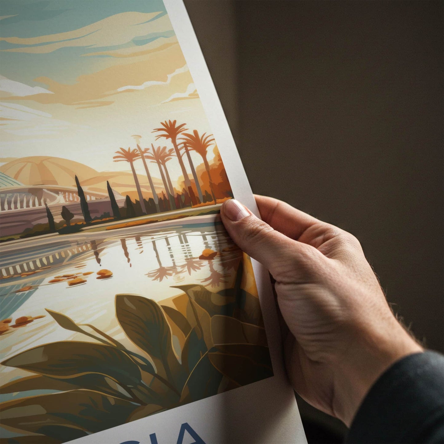 Valencia Poster - Spain Travel Art - Modern Architecture Reflections Home Decor