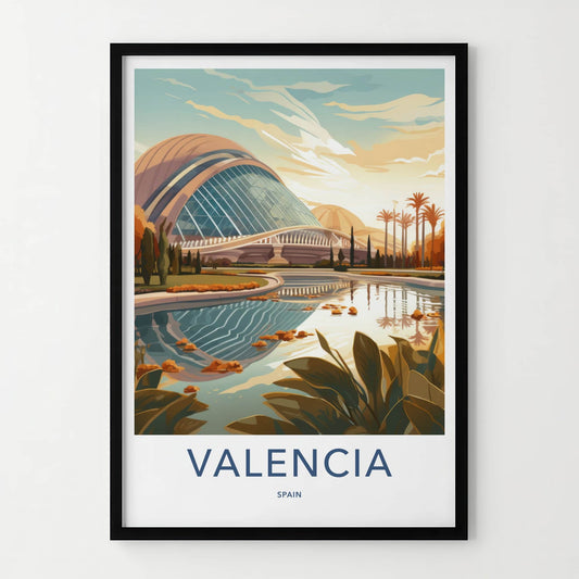 Valencia Poster - Spain Travel Art - Modern Architecture Reflections Home Decor