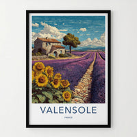 Valensole Poster - France Art Print - Lavender Field Sunflowers Home Decor
