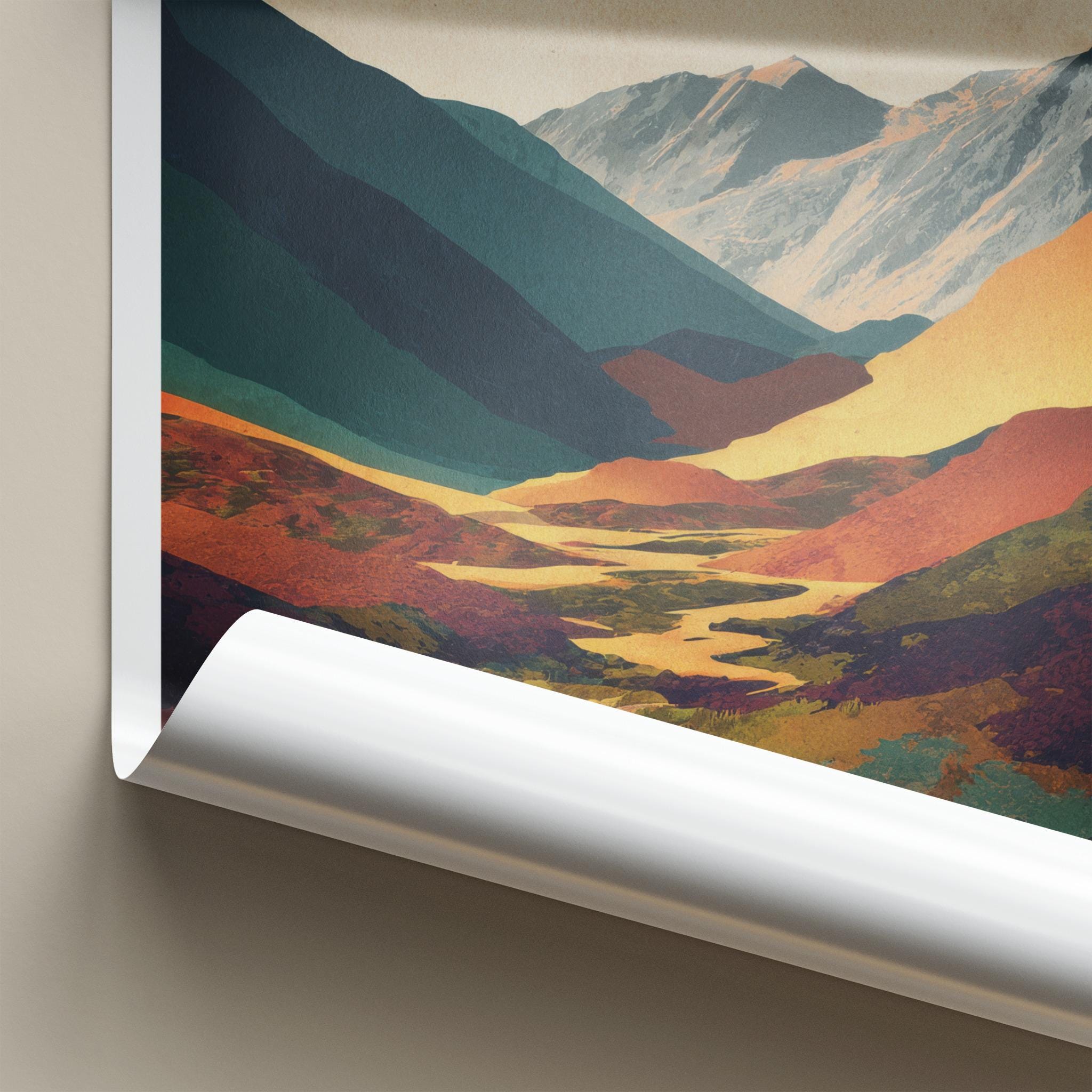 Valle Andorra Poster - Argentina Wall Art - Vibrant Mountain Valley Home Decor