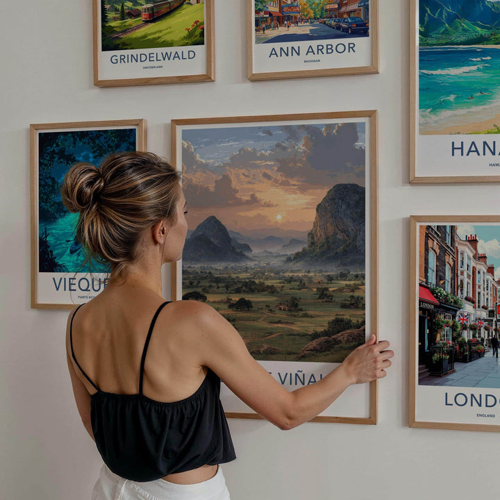 Valle de Vinales Poster - Cuba Travel Art - Lush Valley Sunset Home Decor