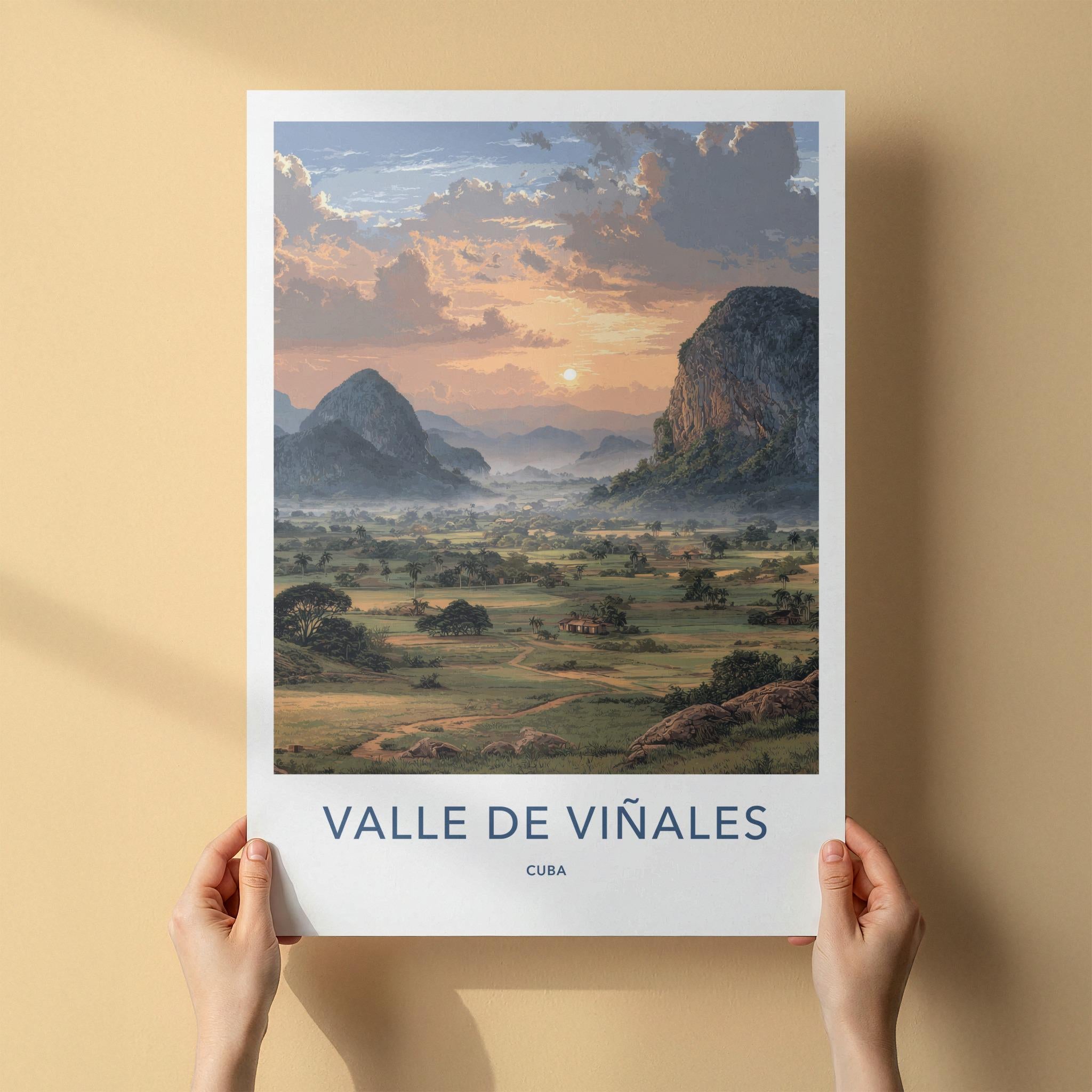 Valle de Vinales Poster - Cuba Travel Art - Lush Valley Sunset Home Decor