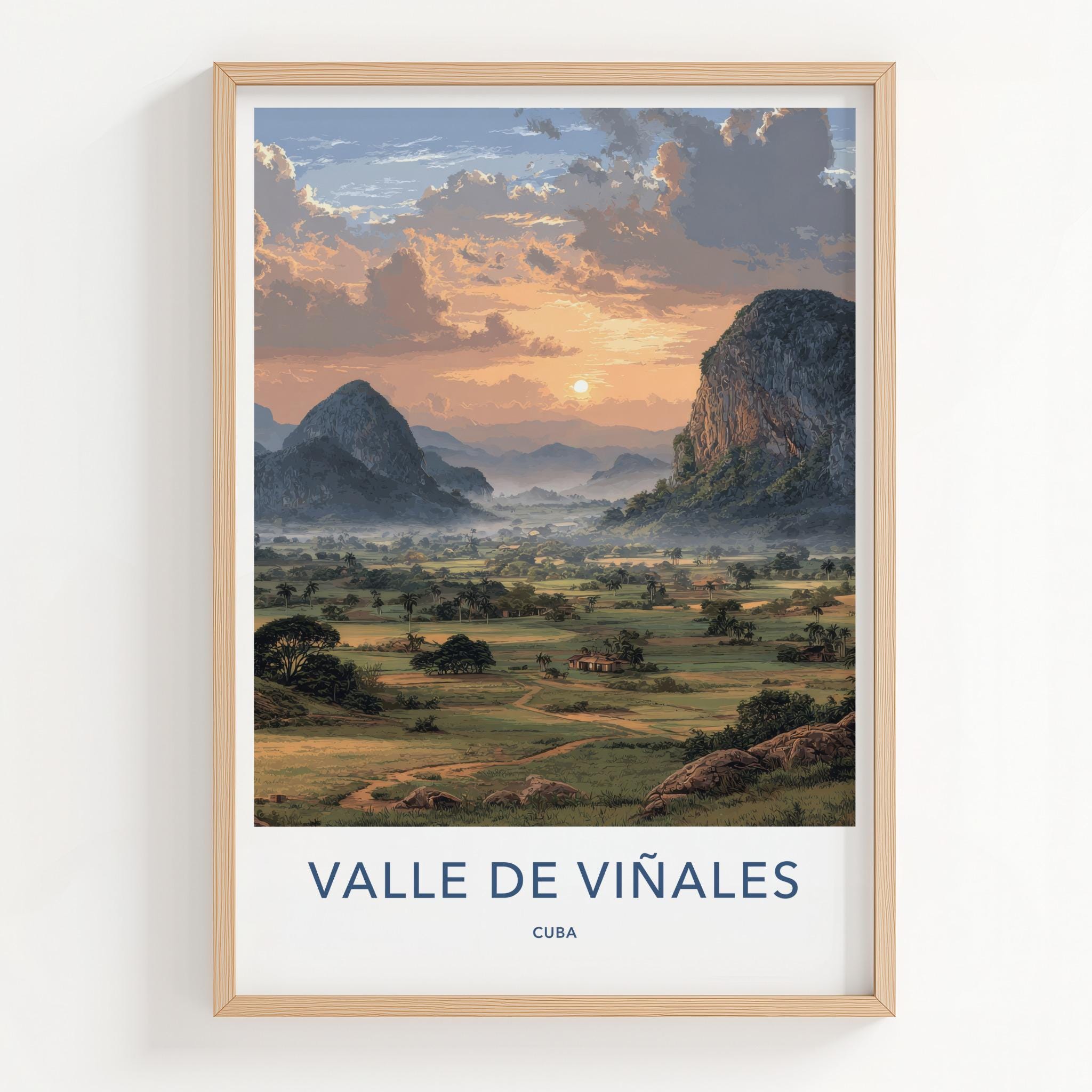 Valle de Vinales Poster - Cuba Travel Art - Lush Valley Sunset Home Decor