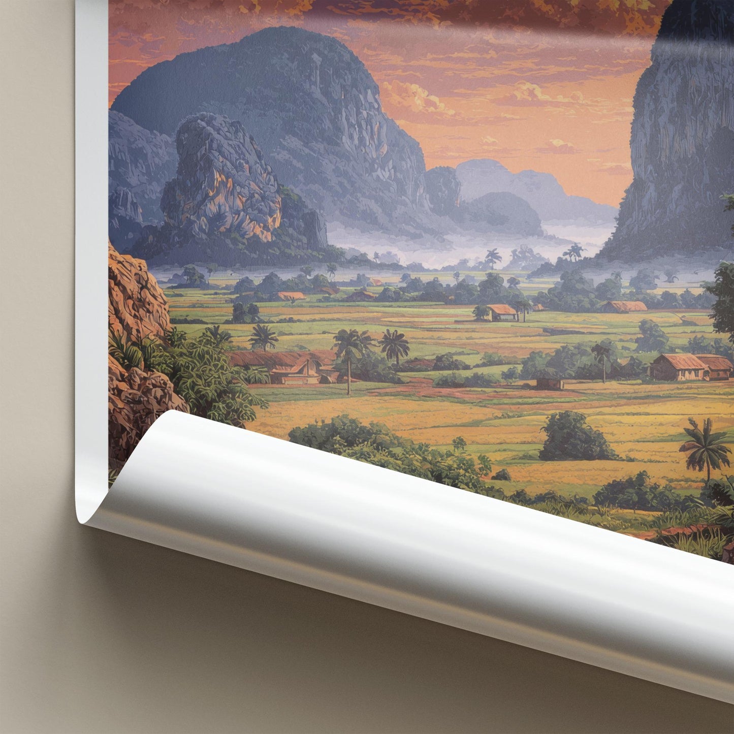 Valle De Vinales Poster - Cuba Travel Art - Rural Valley Sunset Home Decor
