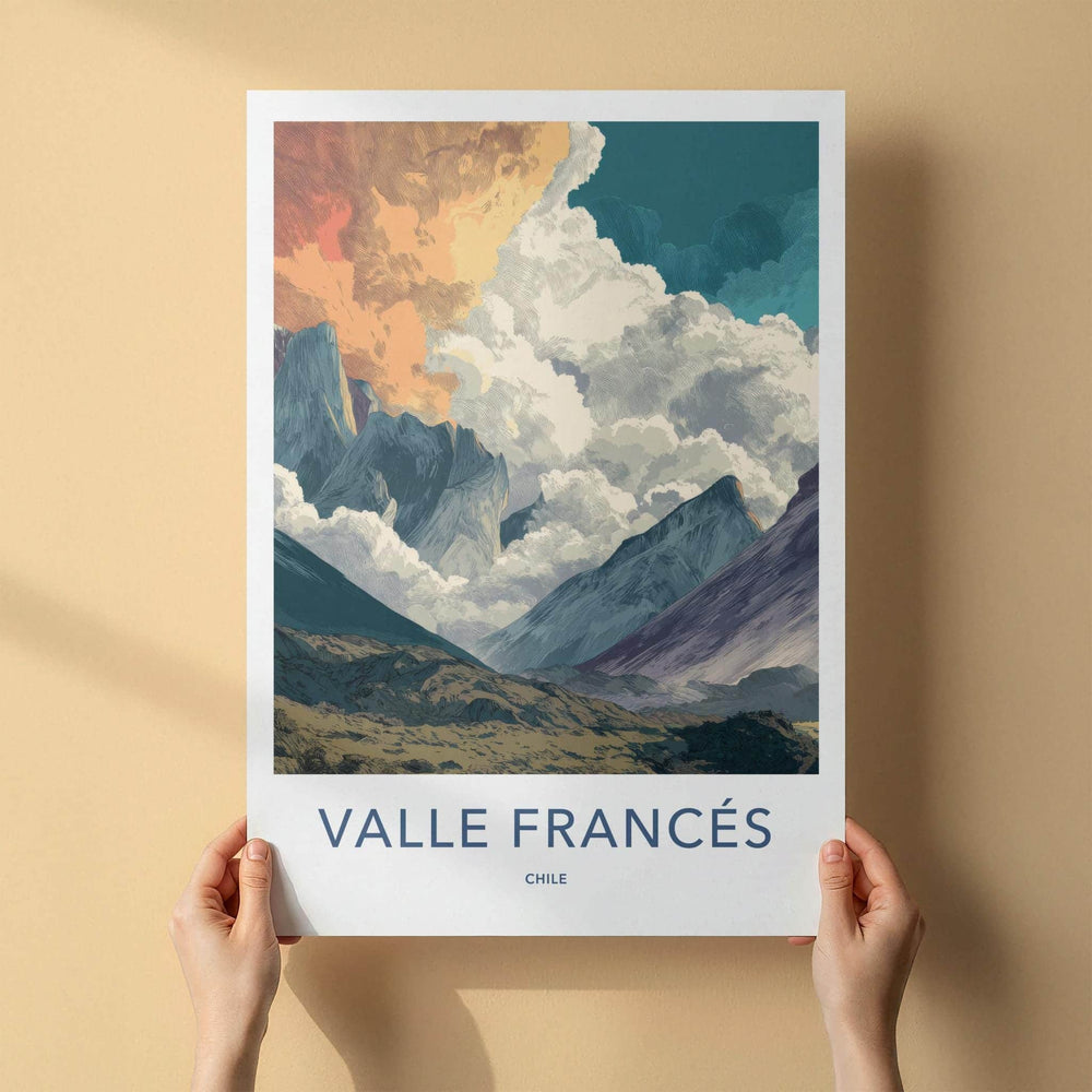 Valle Frances Poster - Chile Travel Art - Cloudy Mountain Panorama Home Decor