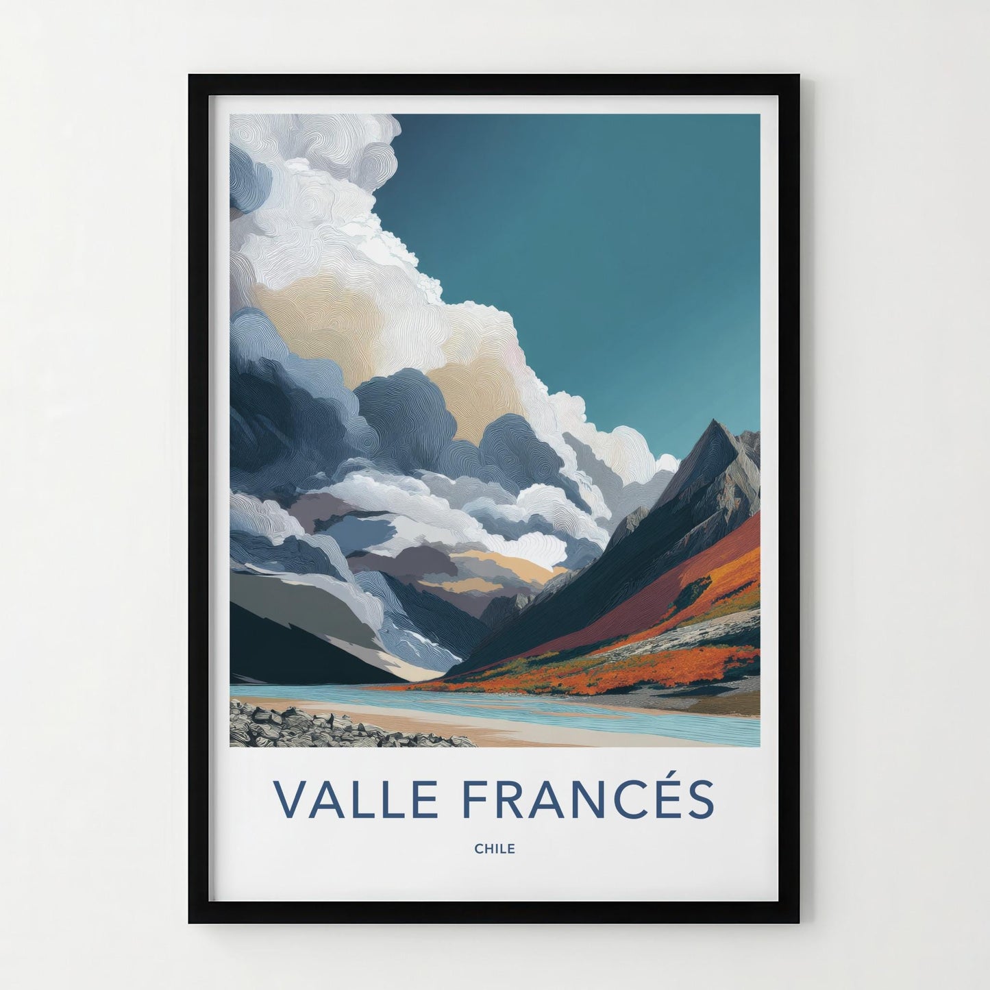 Valle Frances Poster - Chile Travel Art - Colorful Mountain Lake Home Decor