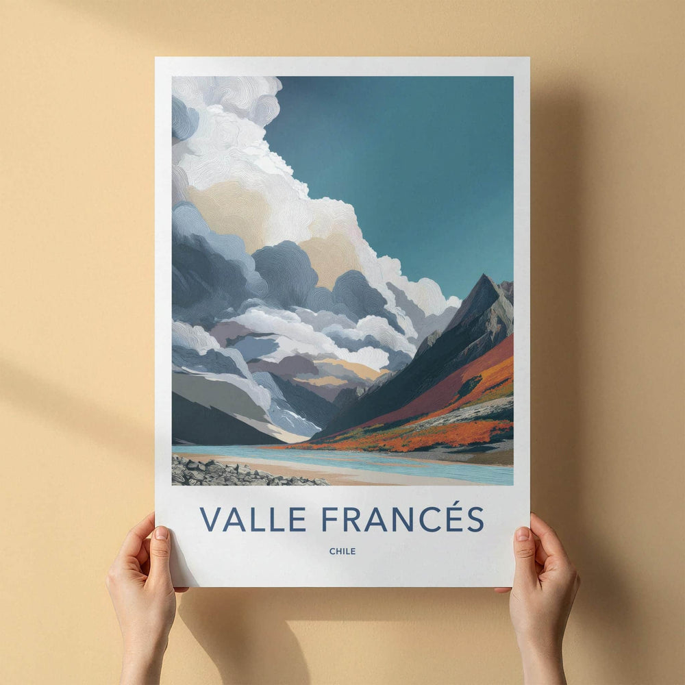 Valle Frances Poster - Chile Travel Art - Colorful Mountain Lake Home Decor