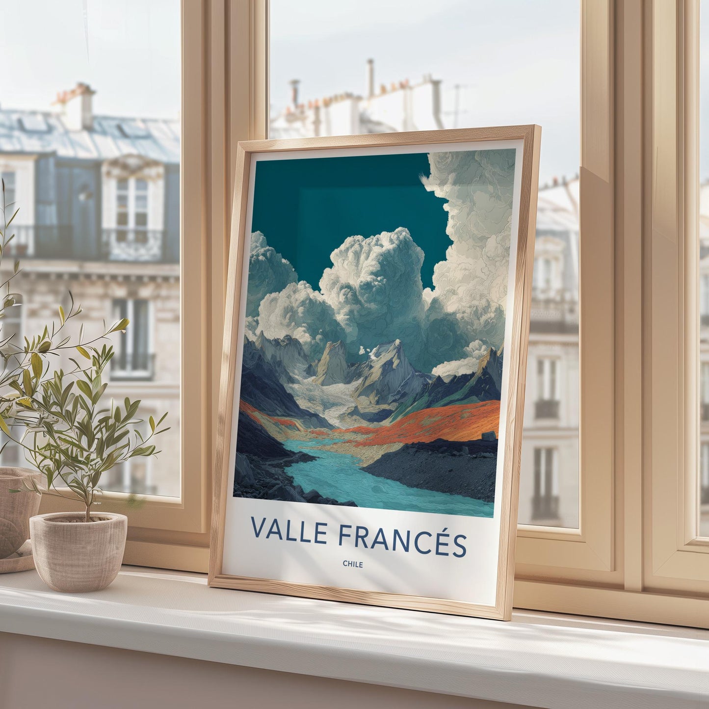 Valle Frances Poster - Chile Travel Art - Glacier River Peaks Wall Decor
