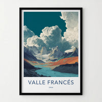 Valle Frances Poster - Chile Travel Art - Glacier River Peaks Wall Decor