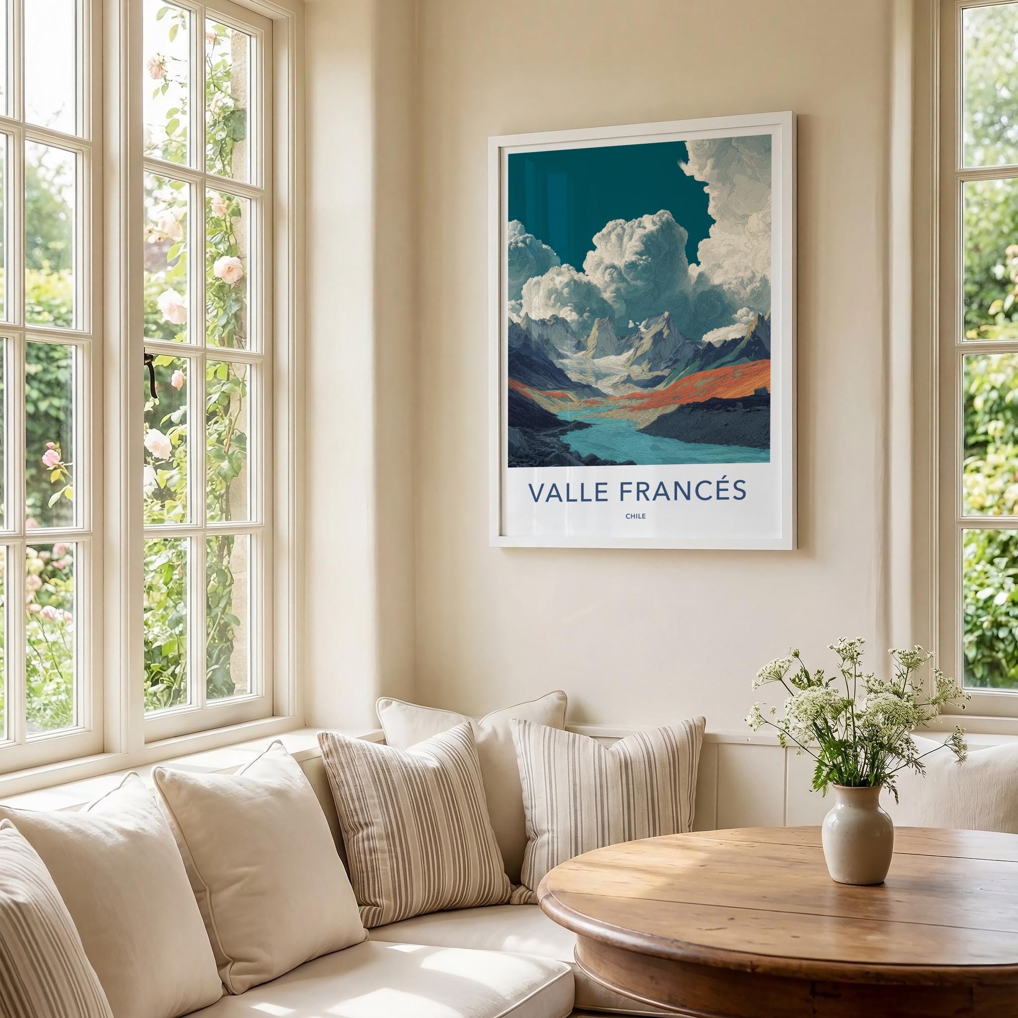 Valle Frances Poster - Chile Travel Art - Glacier River Peaks Wall Decor