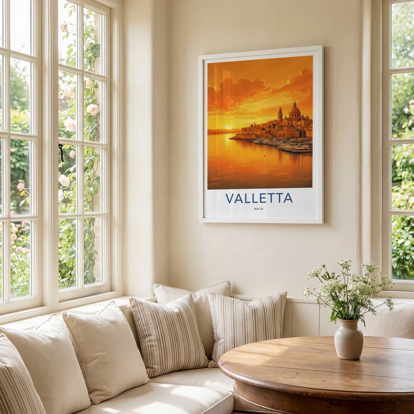 Valletta Poster - Malta Framed Print - Golden Harbor City Lounge Decor
