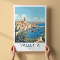 Valletta Poster - Malta Travel Art - Fortified City Harbor Wall Decor