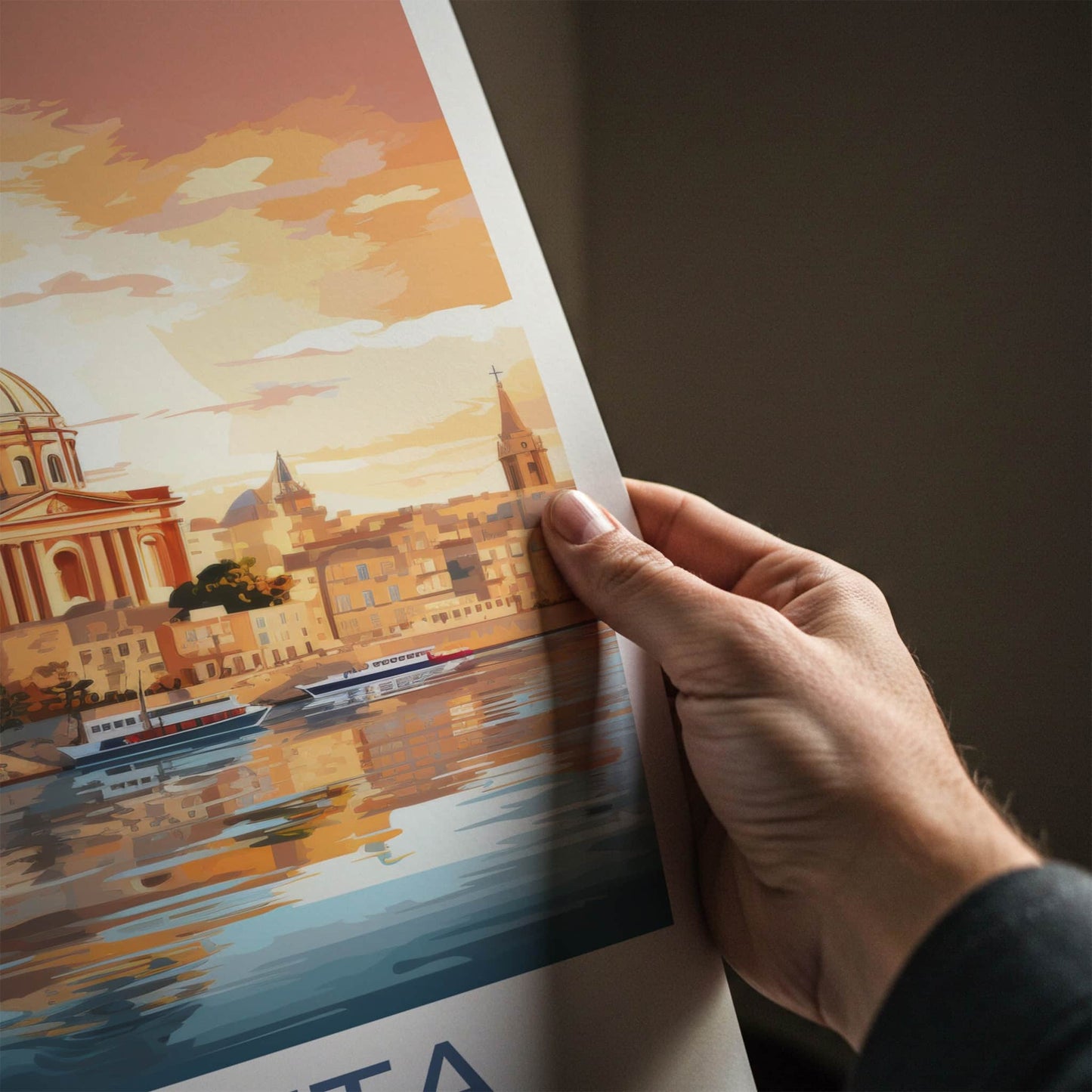 Valletta Poster - Malta Travel Art - Grand Harbor City Wall Decor