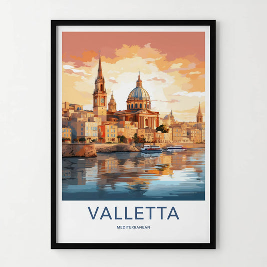 Valletta Poster - Malta Travel Art - Grand Harbor City Wall Decor