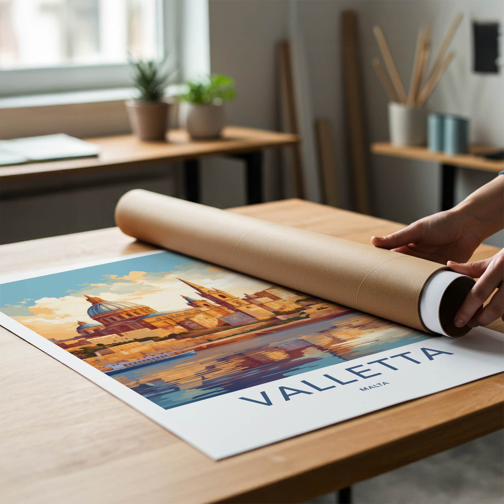 Valletta Poster - Malta Travel Art - Historic Harbor City Wall Decor