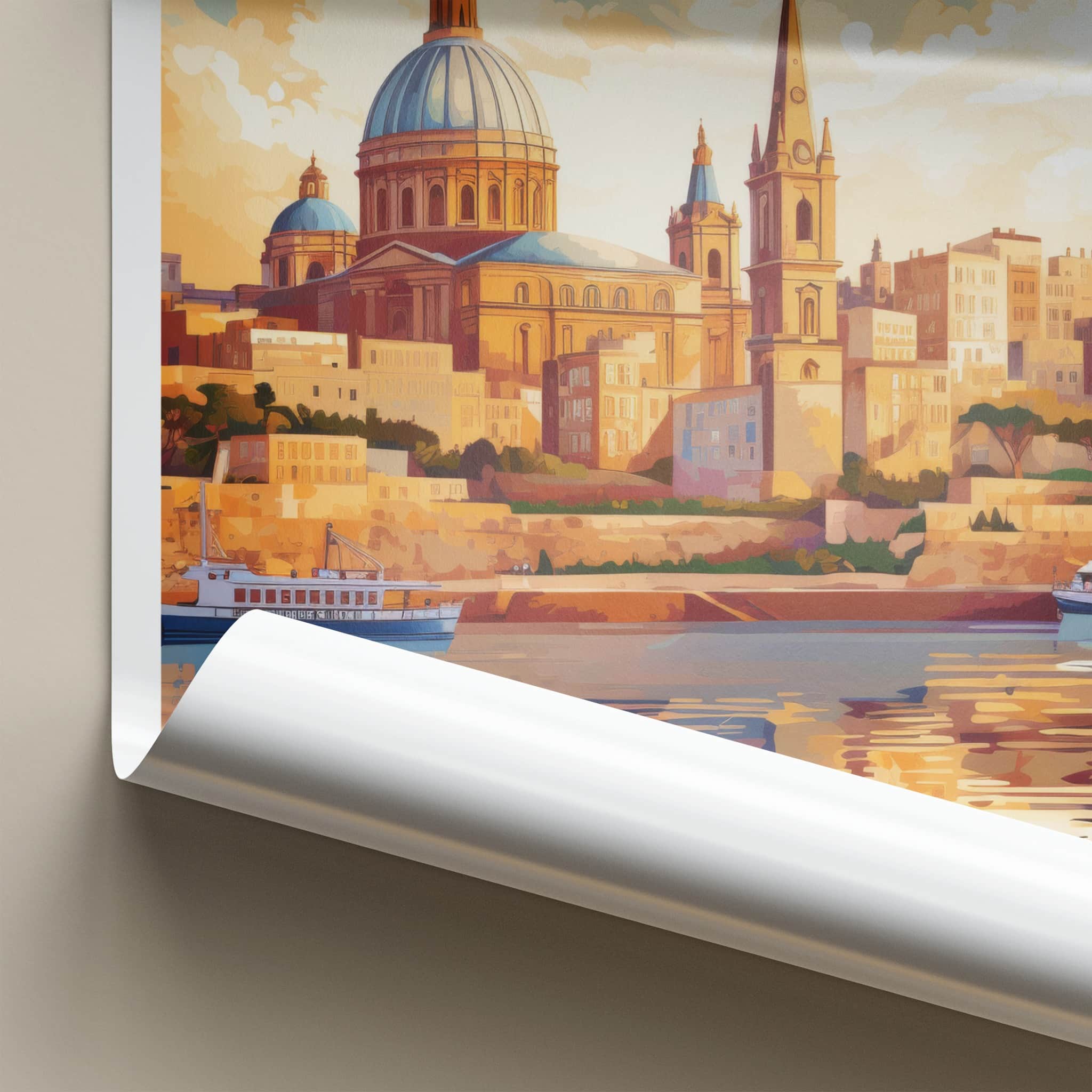 Valletta Poster - Malta Travel Art - Historic Harbor City Wall Decor