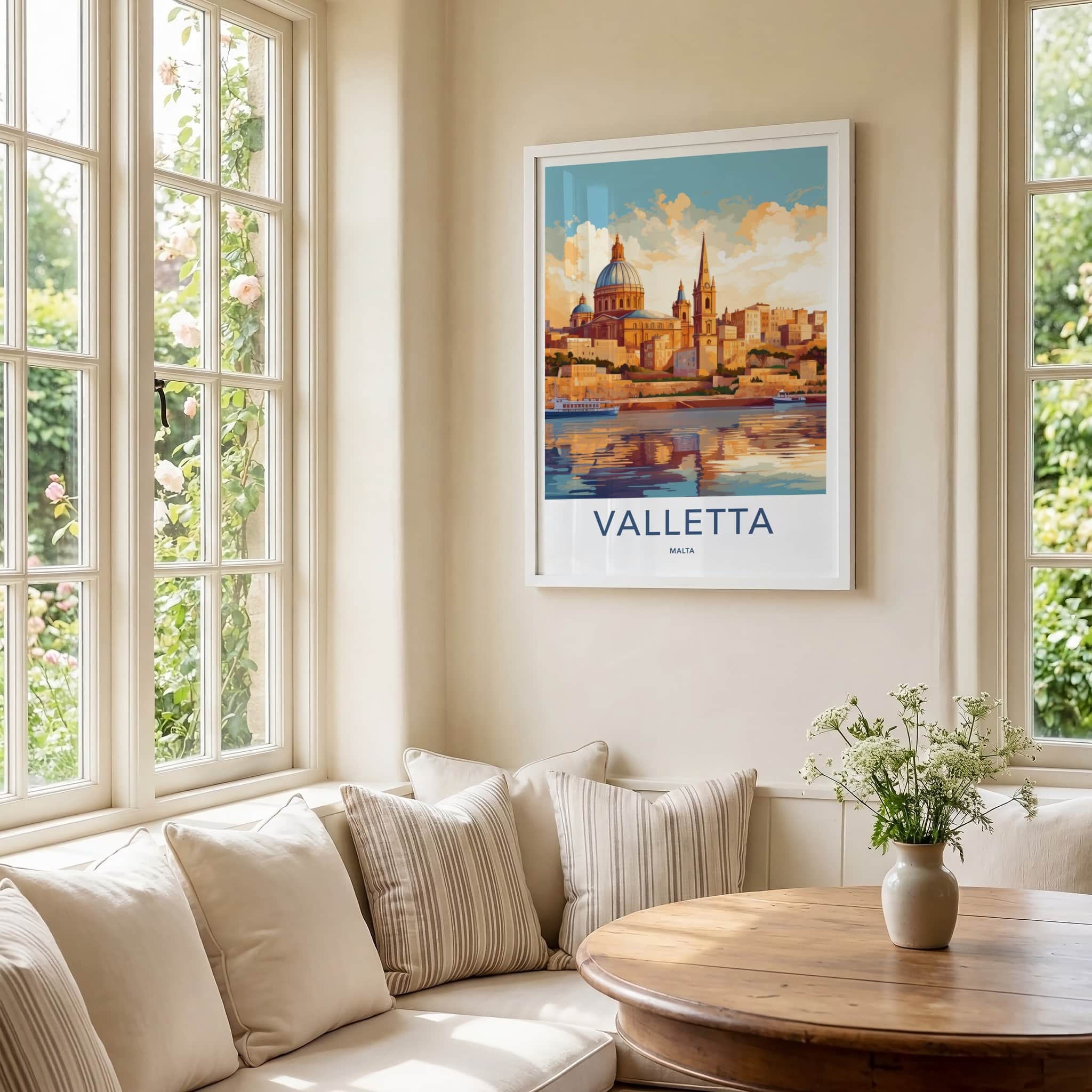 Valletta Poster - Malta Travel Art - Historic Harbor City Wall Decor