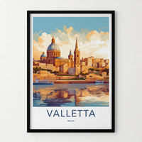 Valletta Poster - Malta Travel Art - Historic Harbor City Wall Decor