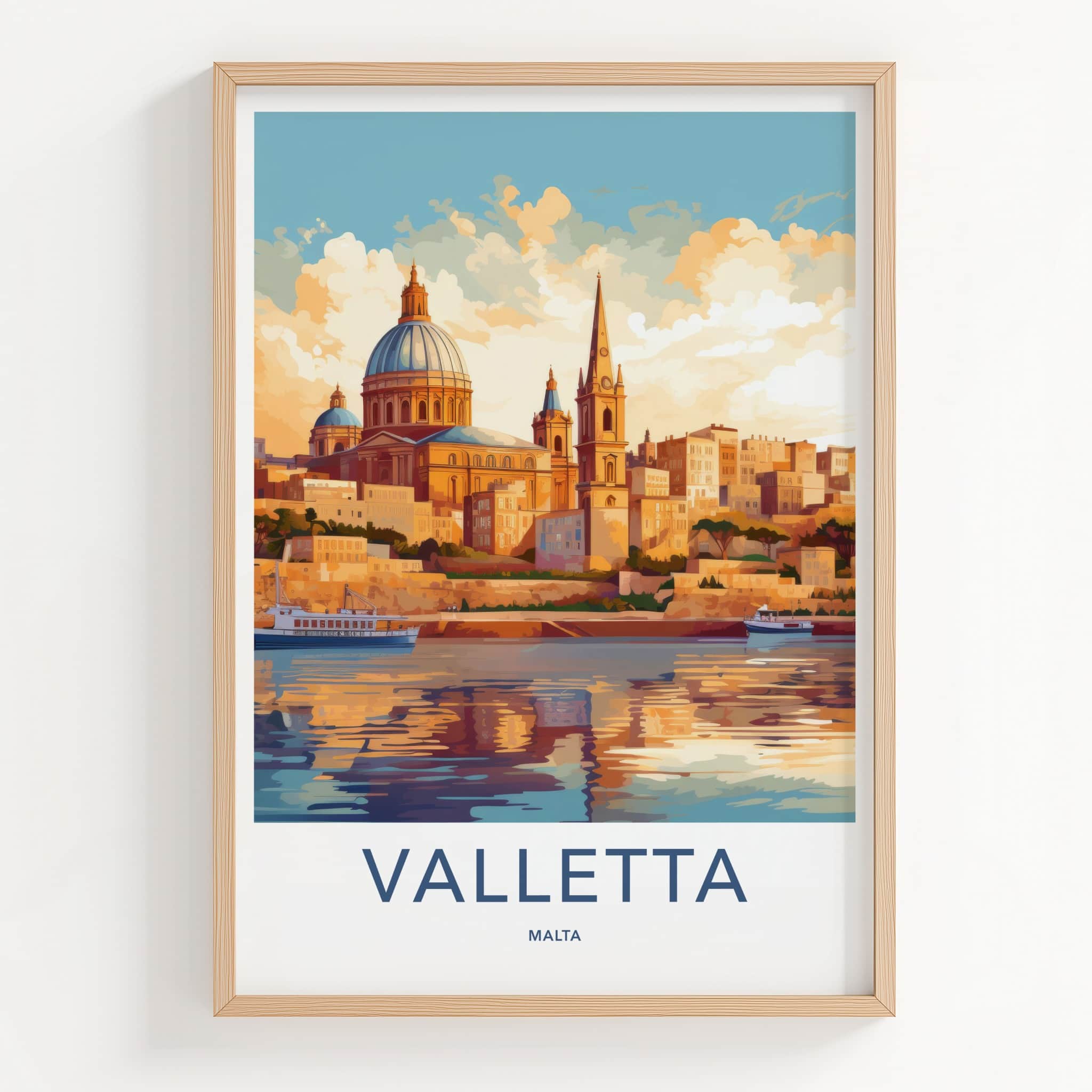 Valletta Poster - Malta Travel Art - Historic Harbor City Wall Decor