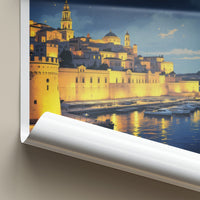 Valletta Poster - Malta Travel Art - Illuminated City Marina Wall Decor