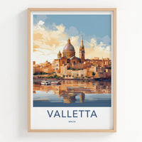 Valletta Poster - Malta Travel Art - Waterfront City Reflections Home Decor